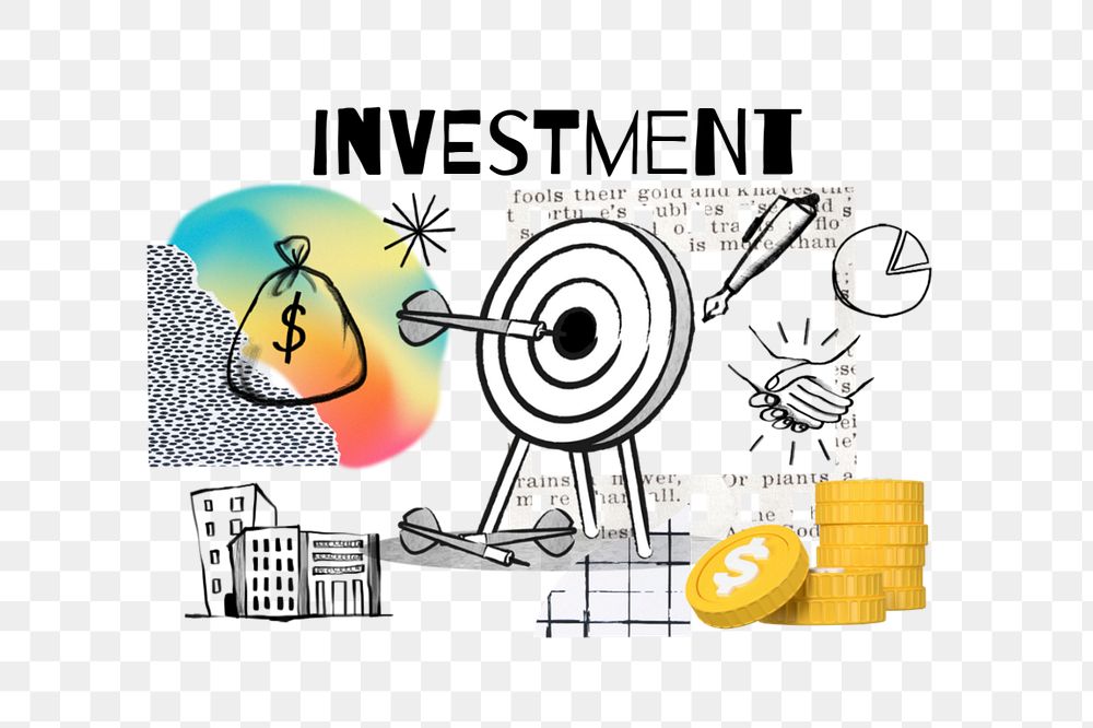 Investment word png, finance doodle remix, editable design