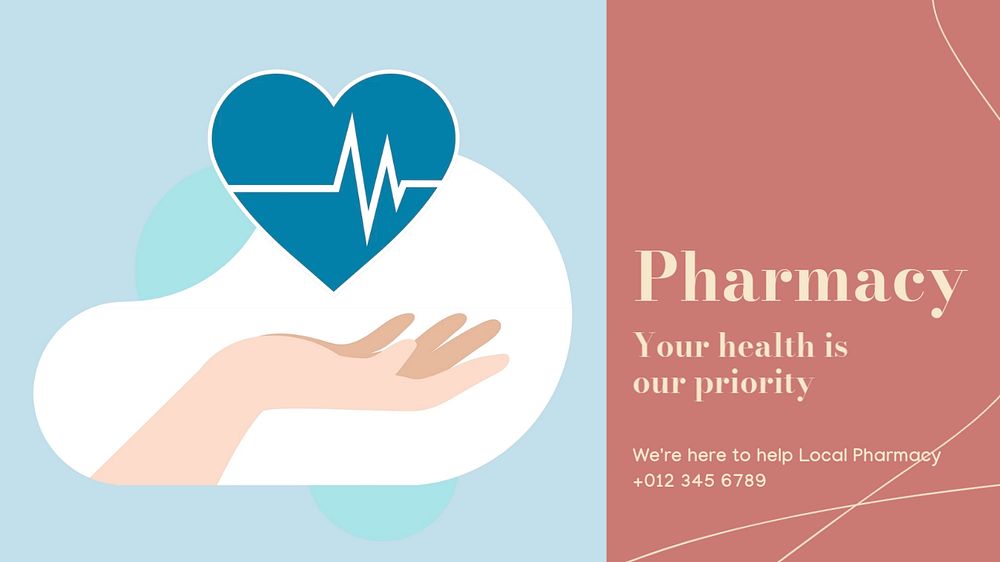 Pharmacy blog banner template, editable text & design