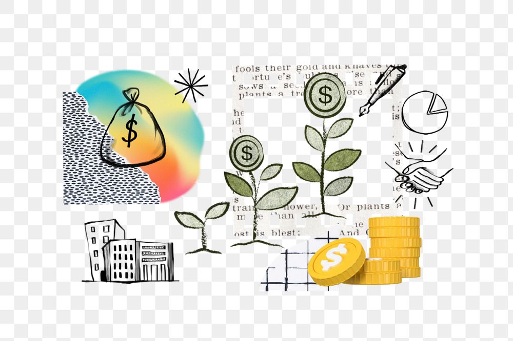 CSR png business profit growth, finance doodle remix, editable design