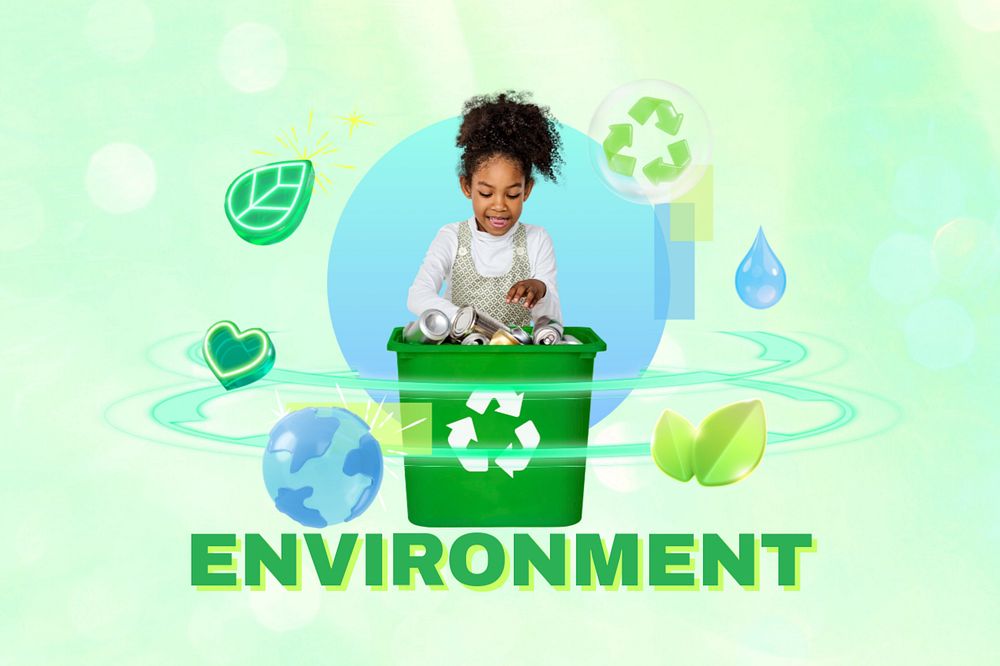 Environment word, colorful 3D remix, editable design