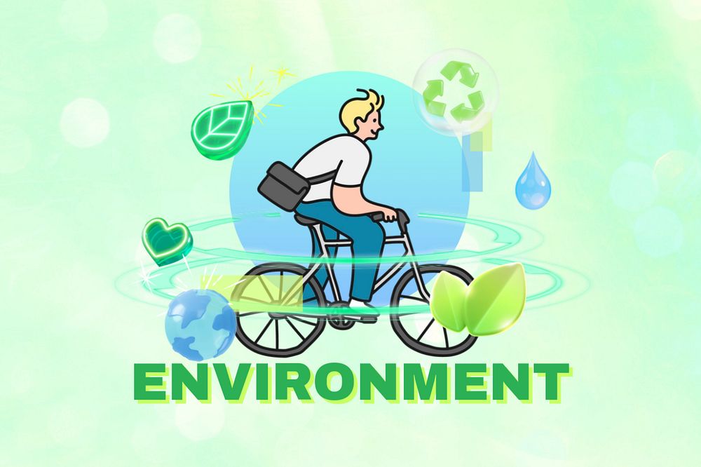 Environment word, colorful 3D remix, editable design