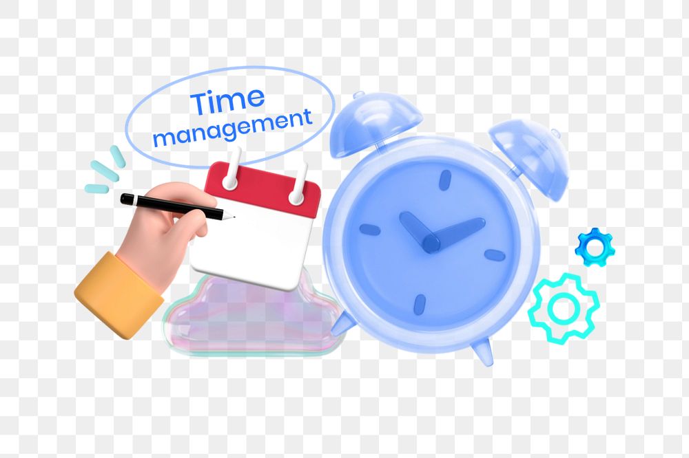 Time management png element, editable collage remix design