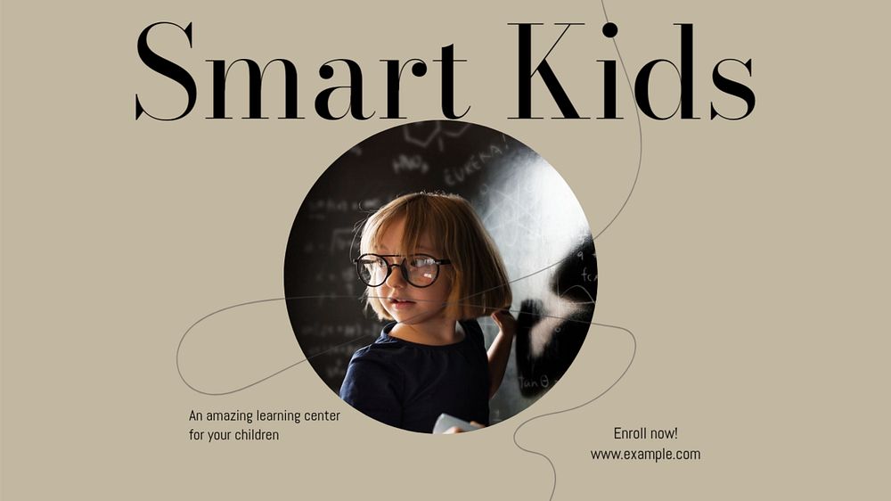 Smart kids center blog banner template, editable text & design