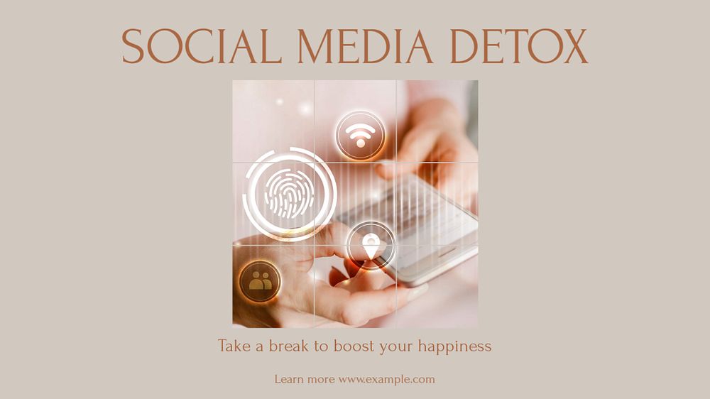 Social media detox blog banner template, editable text & design