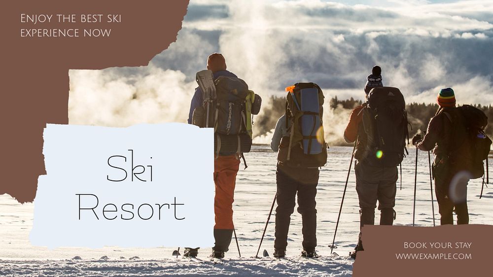 Ski resort blog banner template, editable text & design