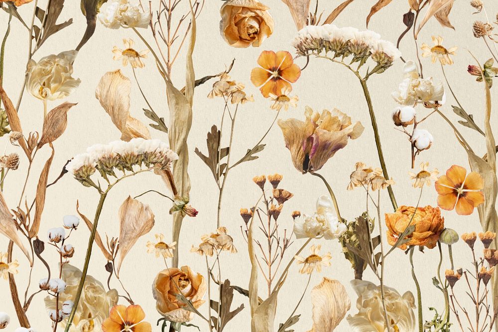 Aesthetic autumn flower background, seasonal botanical illustration, editable design