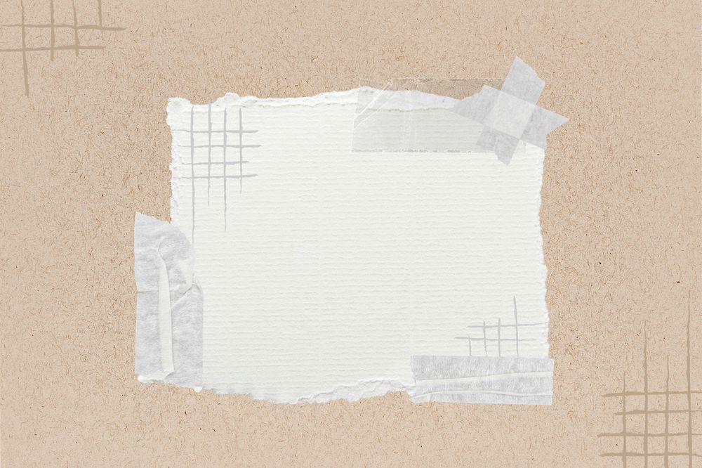 Off-white ripped paper, washi tape collage art, editable design