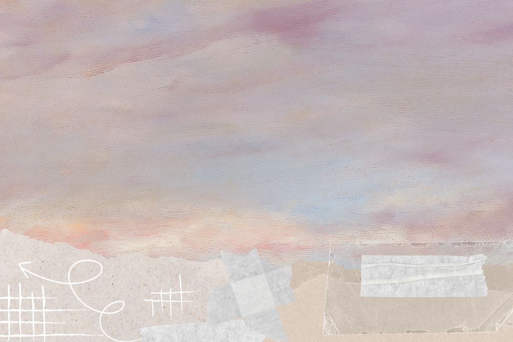 Pastel sky ripped paper background, abstract border, editable design