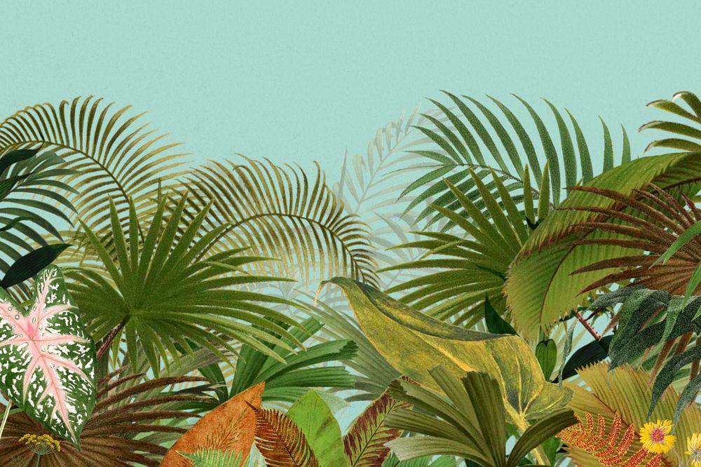 Tropical palm trees background, botanical illustration, editable design