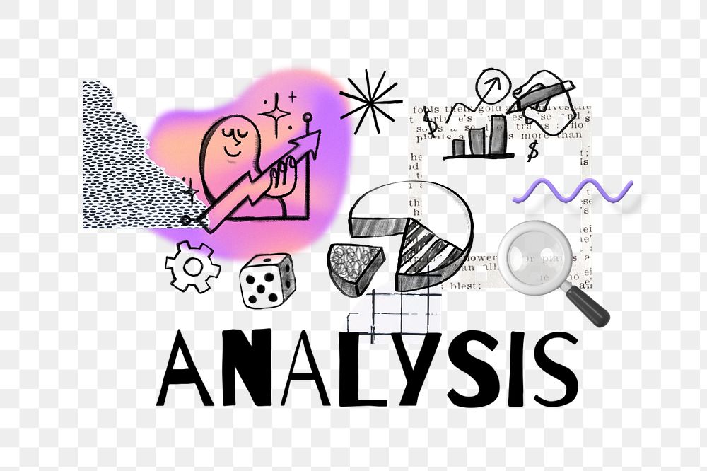 Analysis word png, business doodle remix, editable design