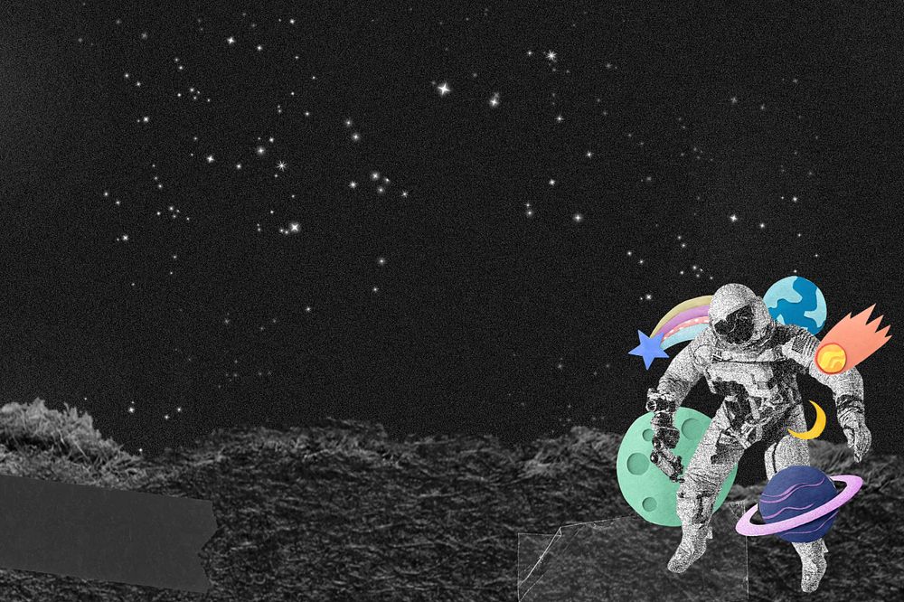 Astronaut space aesthetic background, paper collage art, editable design