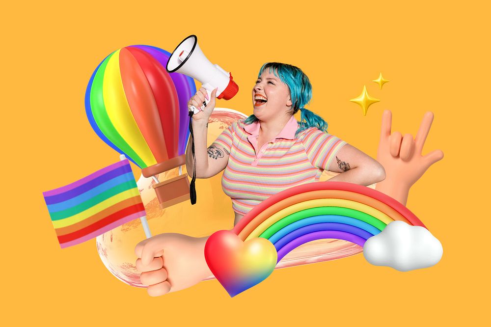 LGBTQ+ collage remix, editable design