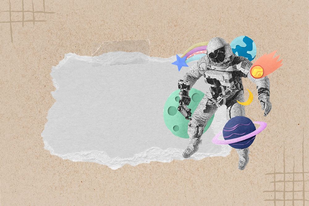 Astronaut ripped paper, space aesthetic collage art, editable design