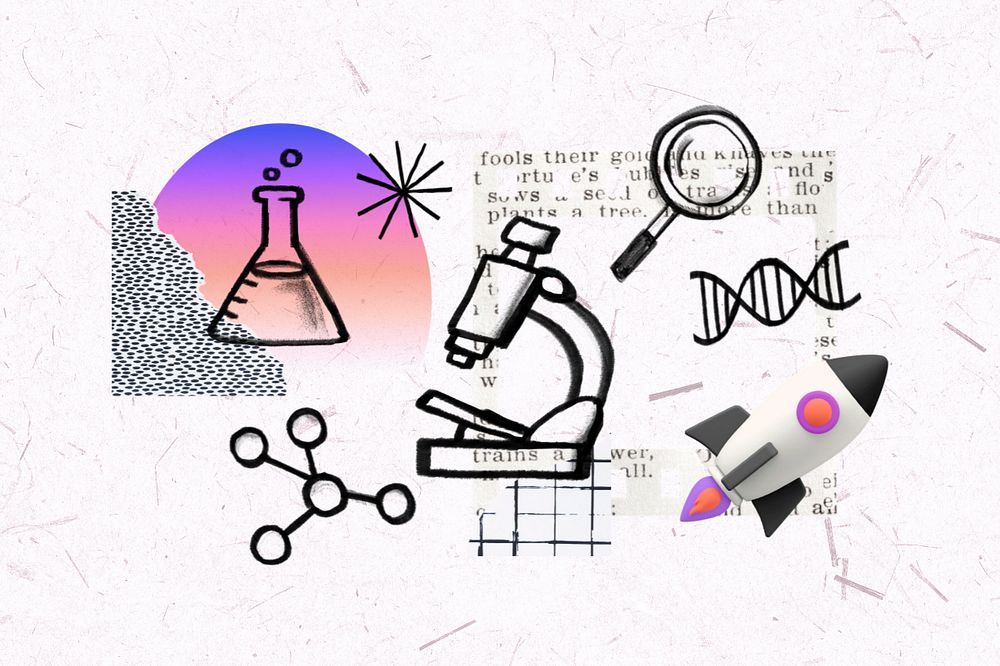 Microscope camera, science doodle remix, editable design