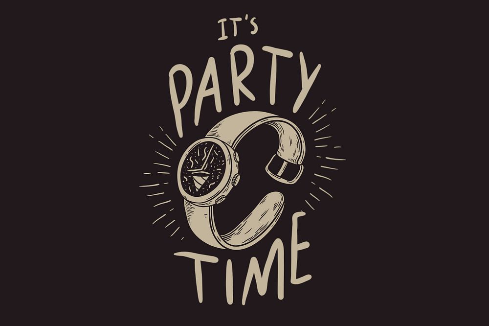 It's party time text, retro typography, editable design