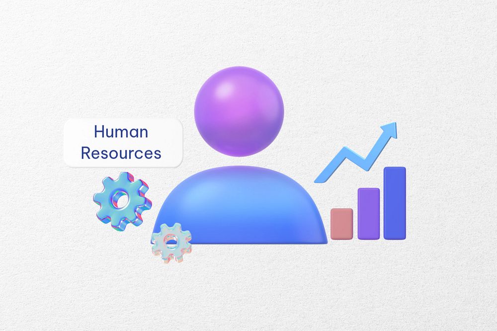 Human resources word, 3D business remix