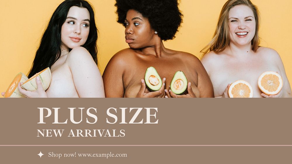 Plus size fashion blog banner template, editable text & design