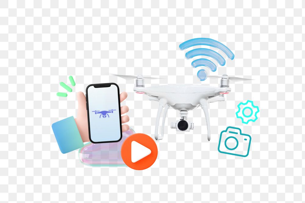 Drone technology png element, editable collage remix design