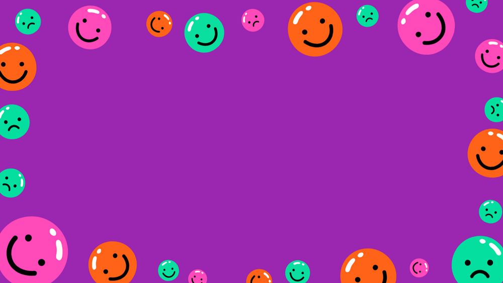 Funky emoticons frame desktop wallpaper, editable colorful design