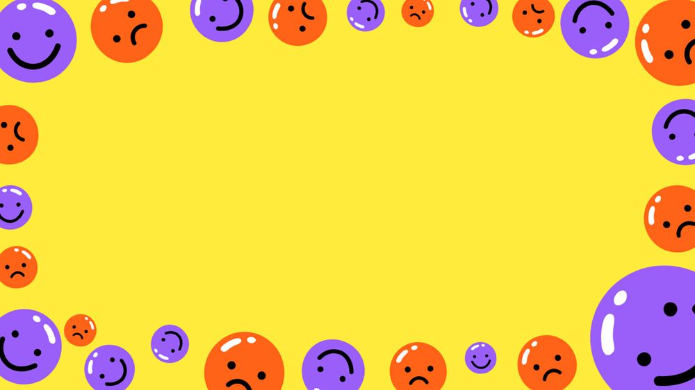 Funky emoticons frame desktop wallpaper, editable colorful design