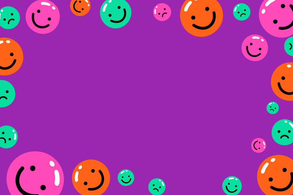 Funky emoticons frame background, editable colorful design