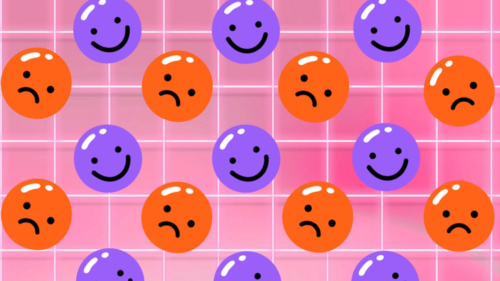 Happy & sad pattern desktop wallpaper, editable colorful design