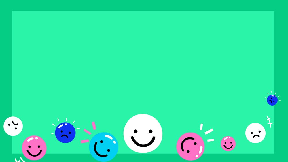 Smile emoticon frame desktop wallpaper, editable colorful design