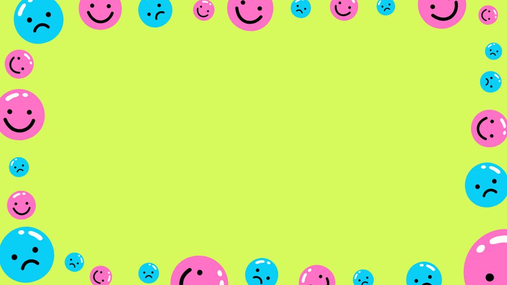 Funky emoticons frame desktop wallpaper, editable colorful design