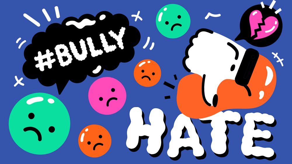 Bullying illustration desktop wallpaper, editable colorful design