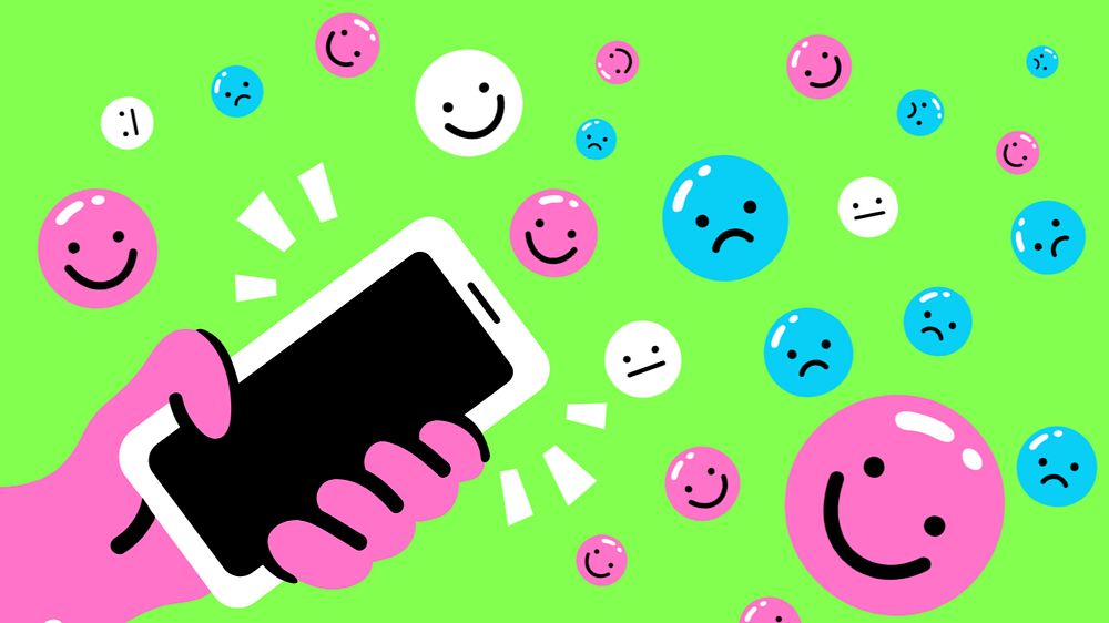 Social media reactions desktop wallpaper, editable colorful design