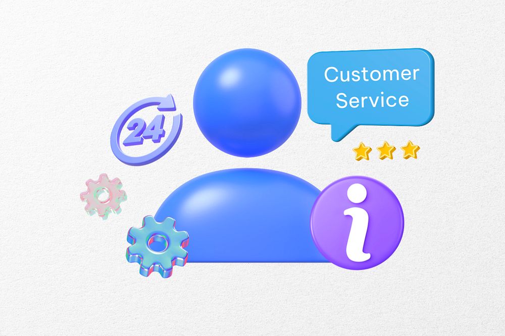 Customer service word, 3D business remix