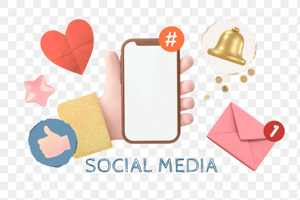 Social media png element, editable collage remix design