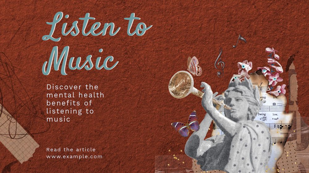 Listening to music banner template, editable design