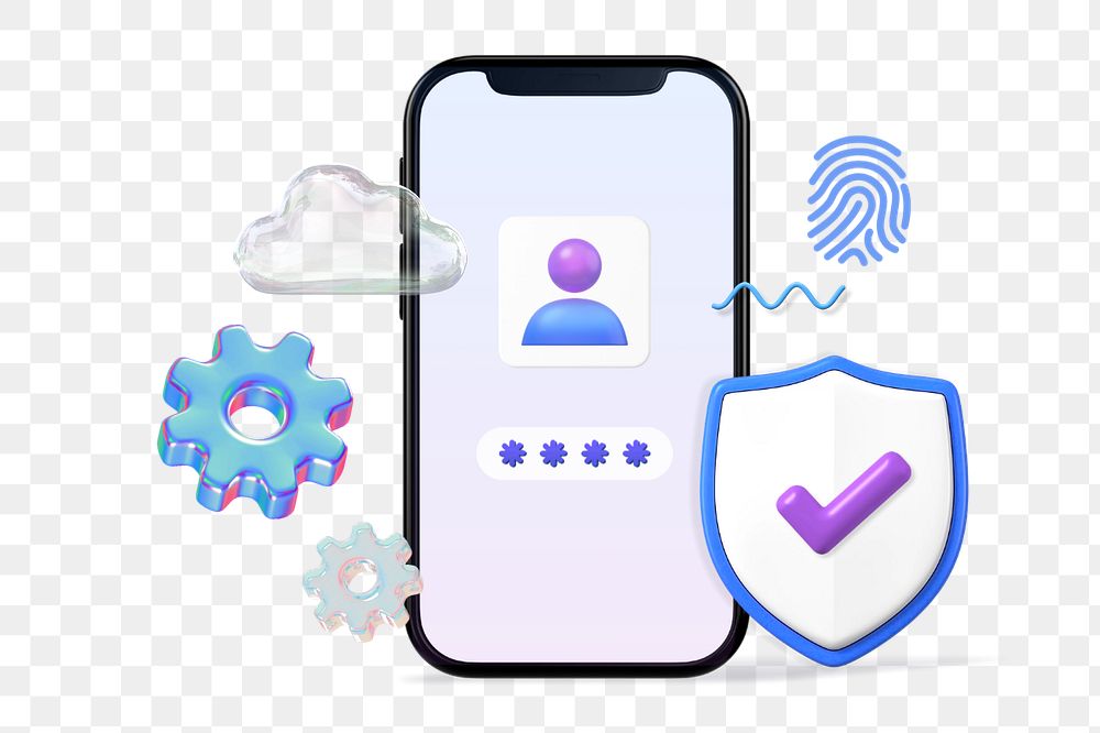 3D smartphone png, personal data protection remix