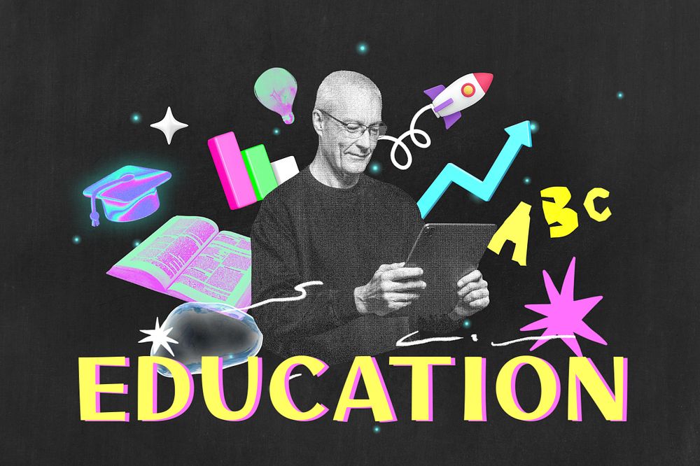 Editable education collage remix design