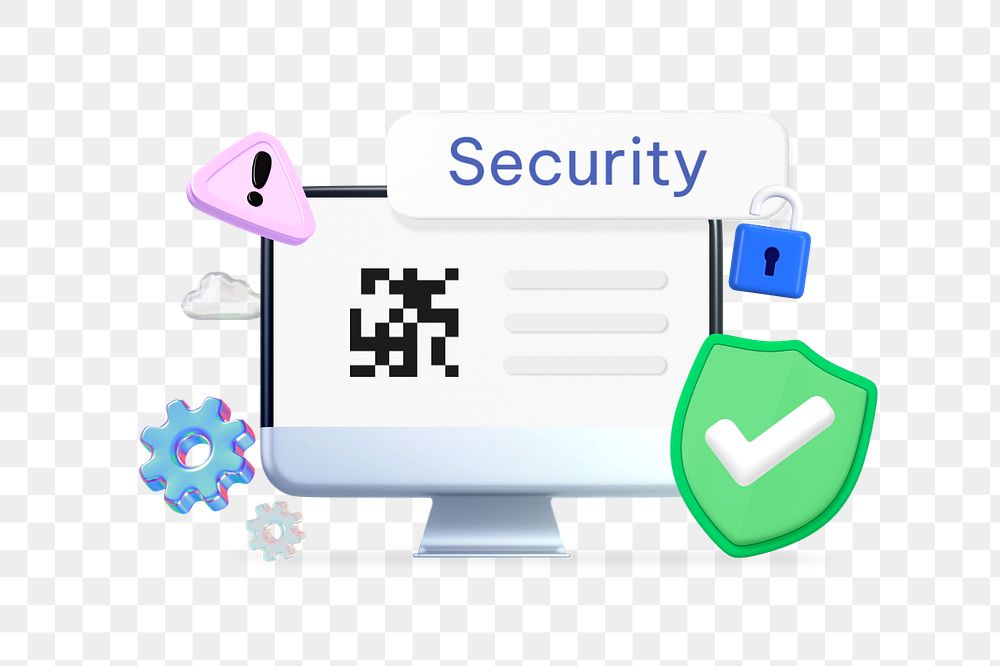 Security png word, 3D computer technology remix