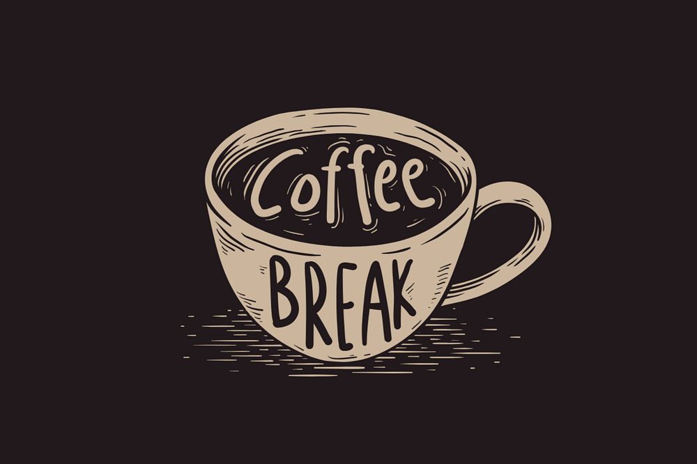 Coffee break word, beige typography, editable design