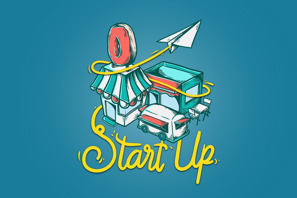 Start up word, comic typography, editable design