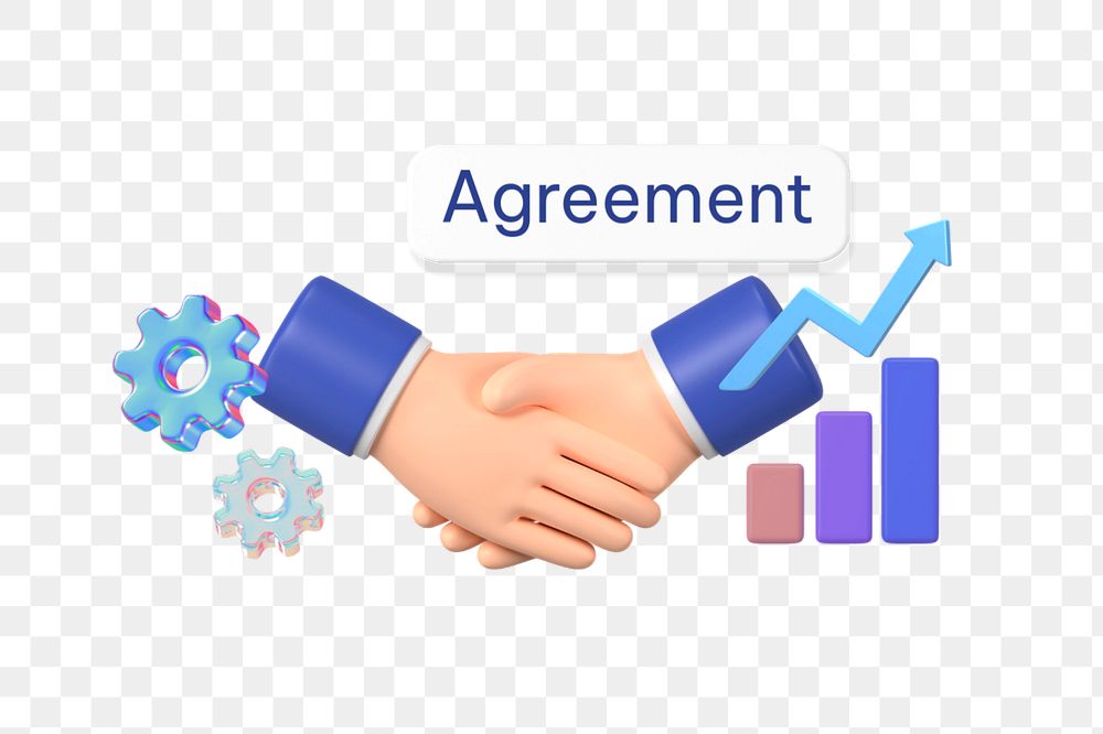 Agreement png word, 3D business handshake remix