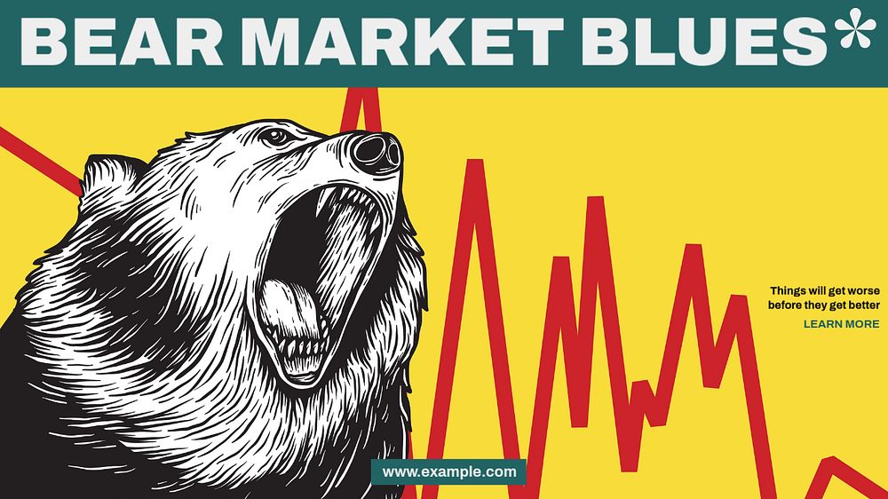 Bear market blog banner template, editable text & design