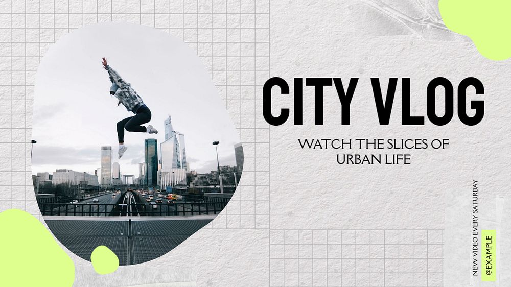 City vlog Facebook cover template, editable design