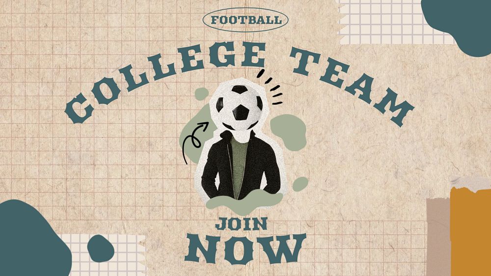 Football college team banner template, editable design