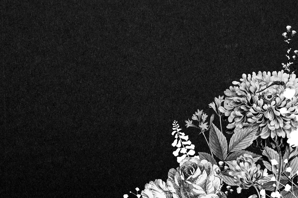 Vintage flower border background, black and white botanical illustration, editable design