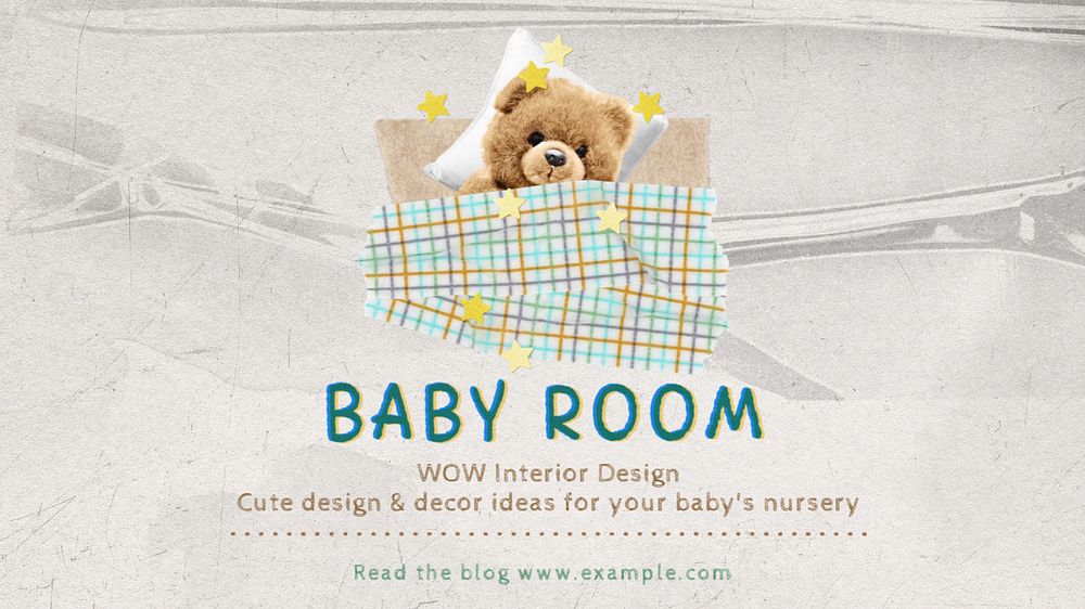 Baby room interior banner template, editable design