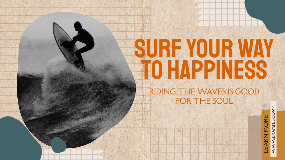 Surfing quote Facebook cover template, editable design