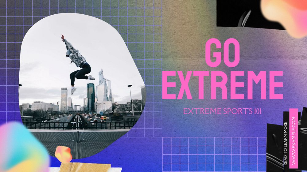 Extreme sports Facebook cover template, editable design