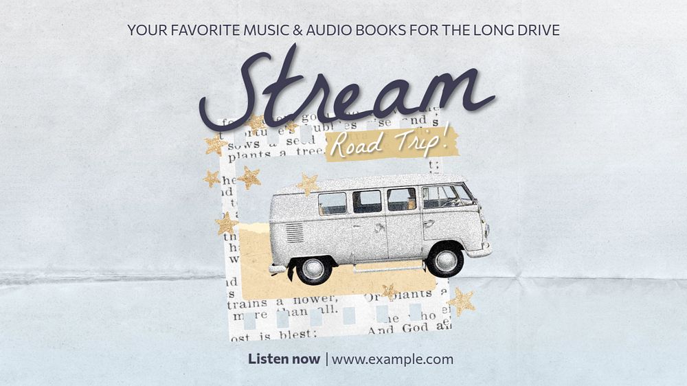 Road trip playlist banner template, editable design