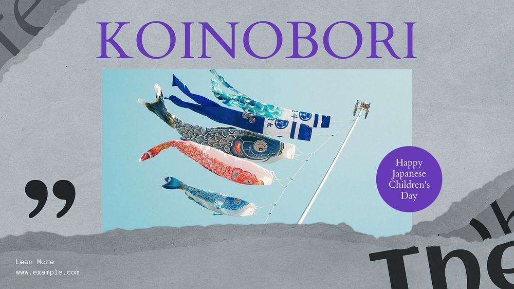 Koinobori, children's day blog banner template, editable text & design