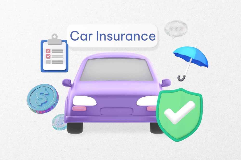 Car insurance word, vehicle security remix