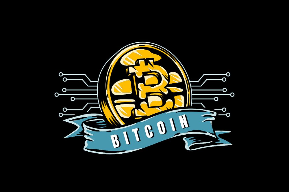 Bitcoin word, comic typography, editable design